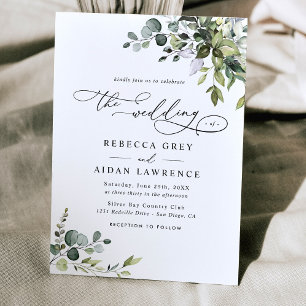Invitation Dusty Blue Green Eucalyptus Mariage de verdure