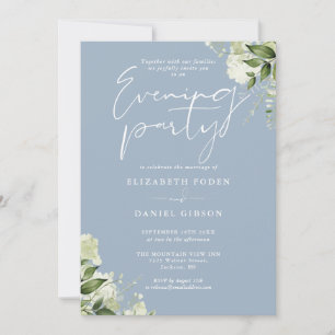 Invitation Dusty Blue Greenery Photo Mariage Soirée