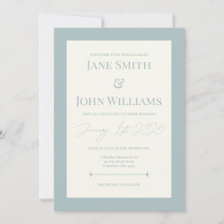 Invitation Dusty Blue intemporel 5x7 Mariage
