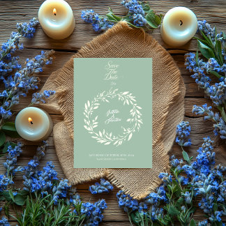 Invitation Dusty Blue & Ivory Circle Enregistrer la date - Ma