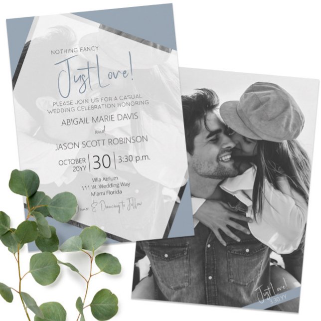 Invitation 💍 ✨ Dusty Blue Just Love Décontracté Mariage (💍✨Dusty Blue Just Love Casual Wedding Invitation
)