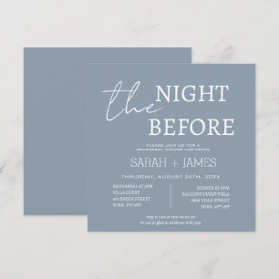 Invitation Dusty Blue la nuit avant le dîner de répétition