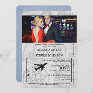 Invitation Dusty Blue Las Vegas Passport Mariage