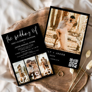 Invitation Dusty Blue Le Mariage du code QR minimaliste