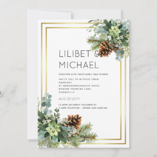 Invitation Dusty Blue Mariage Eucalyptus Budget vert