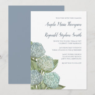 Invitation Dusty Blue Mariage Moderne Hydrangea Simple
