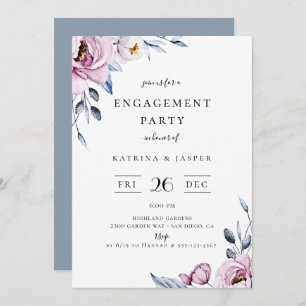 Invitation Dusty Blue Mauve Floral