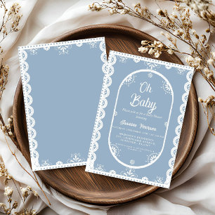 Invitation Dusty Blue mexicaine baby shower papillon picado