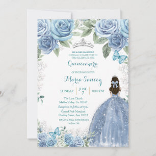 Invitation Dusty Blue Mexicaine fille Charra Mis Quince