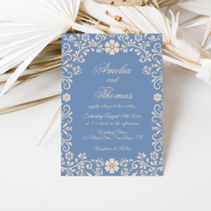 Invitation Dusty Blue Mexicaine Talavera Mariage