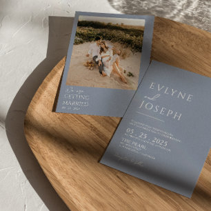 Invitation Dusty Blue Minimalist Boho Neutral Mariage photo