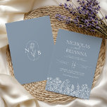 Invitation Dusty Blue Minimalist Fleur sauvage Mariage Monogr<br><div class="desc">Dusty Blue Minimalist Fleur sauvage Mariage Monogram Invitation. Personnalisez facilement en remplaçant chaque info. Vérifiez l'aperçu avant d'ajouter au panier.</div>