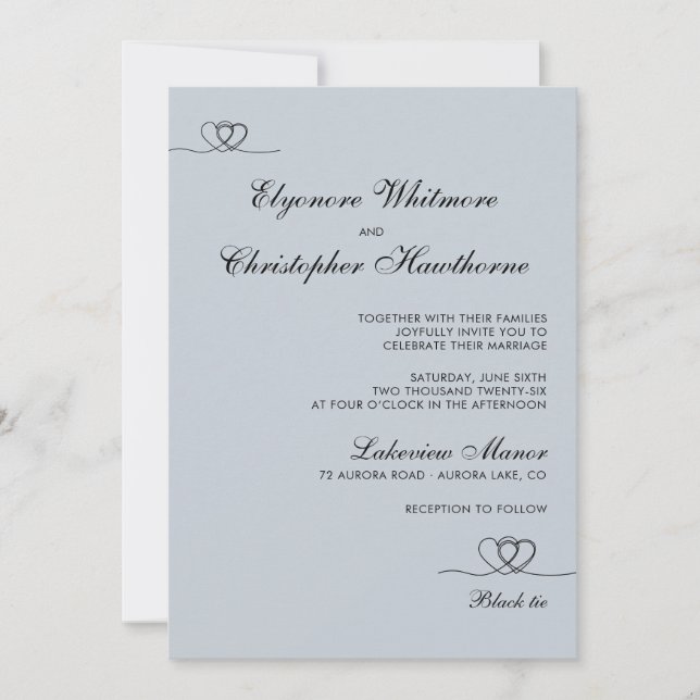 Invitation Dusty Blue Modern Chic Mix and Match Wedding (Devant)