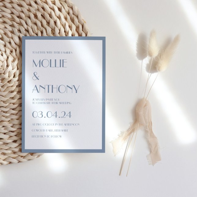 Invitation Dusty Blue Modern Deco Mariage (Créateur téléchargé)