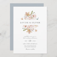Dusty Blue Moderne Aquarelle Floral Lys Mariage