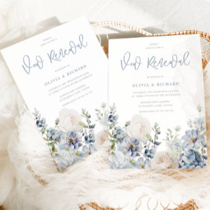 Invitation Dusty Blue Moderne Floral Vow Renouvellement