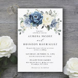 Invitation Dusty Blue Navy Champagne Ivory Floral Mariage<br><div class="desc">Faire-part de mariage floral bleu roux avec élégant bouquet de bleu marine, bleu royal, blanc, or, ivoire champagne, rose couleur rousse, bourgeons de fleurs ranunculus et sauge vert eucalyptus feuilles et élégant bouquet aquarelle. Veuillez me contacter pour toute aide sur la personnalisation ou si vous avez besoin d'un autre produit...</div>