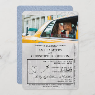 Invitation Dusty Blue New York City Passport Mariage
