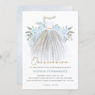 Invitation Dusty Blue or parties scintillant Floral Robe Quin