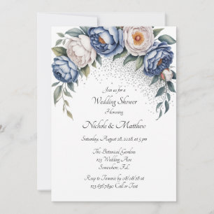 Invitation Dusty Blue Peony Rose et Wedding shower Parties sc