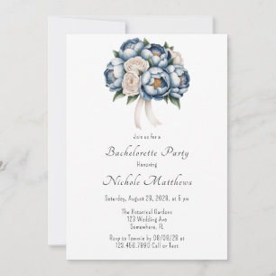 Invitation Dusty Blue Peony Rose & Parties scintillant Bachel
