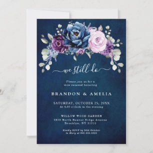 Invitation Dusty Blue Purple Navy Lilac Blooms Nous le faison