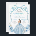 Invitation Dusty Blue Ribbon Bow Princess Mis Quince<br><div class="desc">Robe princesse bleu Dusty Quinceañera 15e Fille Anniversaire Pastel bleu arrière - plan Invitation Mis Quince Anos,  15e Anniversaire</div>