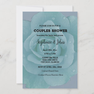 Invitation Dusty Blue Rose Floral Couple Cool de douche Maria
