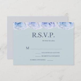 Invitation Dusty Blue Roses Sage élégant mariage floral RSVP
