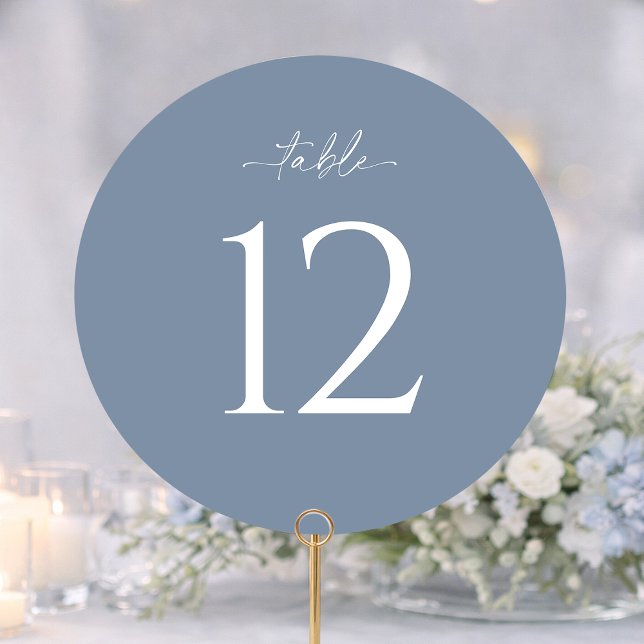 Invitation Dusty Blue Round Wedding Table Number (Créateur téléchargé)