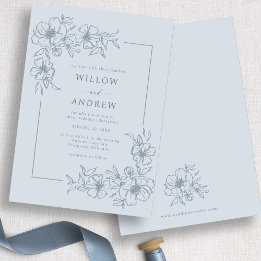 Invitation Dusty Blue Rustic Mariage