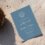 Invitation Dusty Blue Shell Beach Ocean Destination Mariage<br><div class="desc">Dusty Blue Modern Ivory Shell Beach Ocean Destination Wedding Invitation Card. Célébrez votre journée spéciale avec cette belle et élégante carte de faire-part de mariage pour embellir votre occasion spéciale. Tous les textes sont pré-arrangés pour que vous personnalisiez facilement et rapidement avec vos propres détails. Si vous avez besoin d'une...</div>