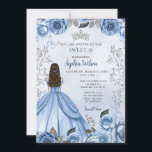 Invitation Dusty Blue Silver Floral Princess Sweet 16<br><div class="desc">Elégant Papillon bleu argenté bleu bleu bleu bleu floral Princesse Sweet 16 Invitation</div>