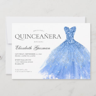 Invitation Dusty Blue Silver Parties scintillant Gown Twin Qu