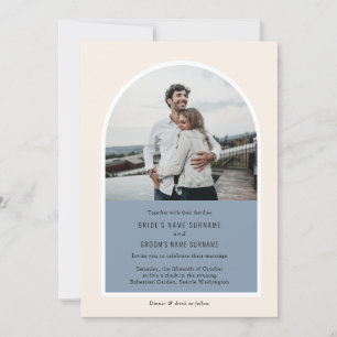 Invitation Dusty Blue Simple Modern Arch Mariage photo