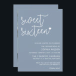 Invitation Dusty Blue Simple Script Sweet 16 Anniversaire Pho<br><div class="desc">Dusty Blue Simple Minimaliste Script Sweet 16 Anniversaire Photo Invitation</div>