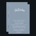 Invitation Dusty Blue Simple Script Sweet 16 Anniversaire Pho<br><div class="desc">Dusty Blue Simple Minimaliste Script Sweet 16 Anniversaire Photo Invitation</div>