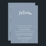 Invitation Dusty Blue Simple Script Sweet 16 Anniversaire Pho<br><div class="desc">Dusty Blue Simple Minimaliste Script Sweet 16 Anniversaire Photo Invitation</div>