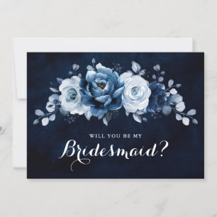 Invitation Dusty Blue Slate Navy Serez-vous ma demoiselle d'h