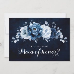 Invitation Dusty Blue Slate Navy Serez-vous ma servante d'hon