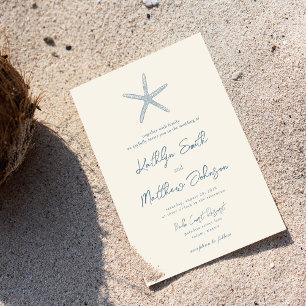 Invitation Dusty Blue Starfish Beach Destination Mariage