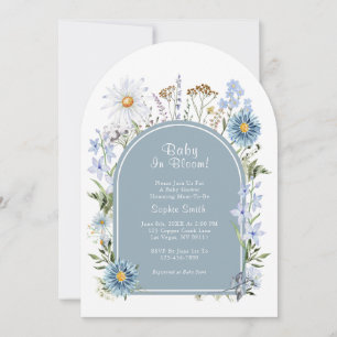 Invitation Dusty Blue Tea Party Baby in Bloom Baby shower
