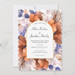 Invitation Dusty Blue Terracotta Aquarelle Mariage élégant