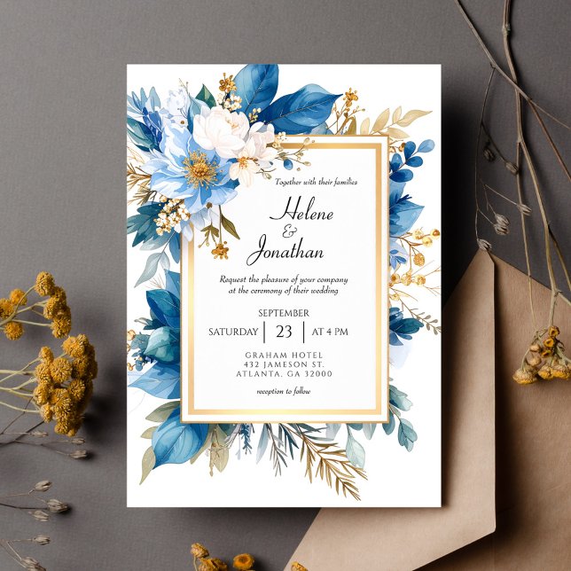 Invitation Dusty Blue Terracotta Boho Chic Elegant Wedding (Dusty Blue Terracotta Boho Chic Elegant Wedding Invitation)