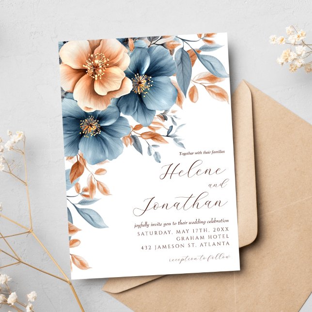 Invitation Dusty Blue Terracotta Garden Mariage élégant (Dusty Blue Terracotta Garden Elegant Wedding Invitation)