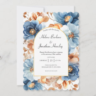 Invitation Dusty Blue Terracotta rouille Élégant Mariage flor