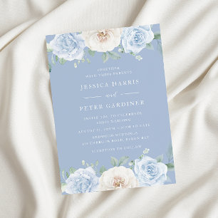 Invitation Dusty Blue Trending Floral Spring Wedding