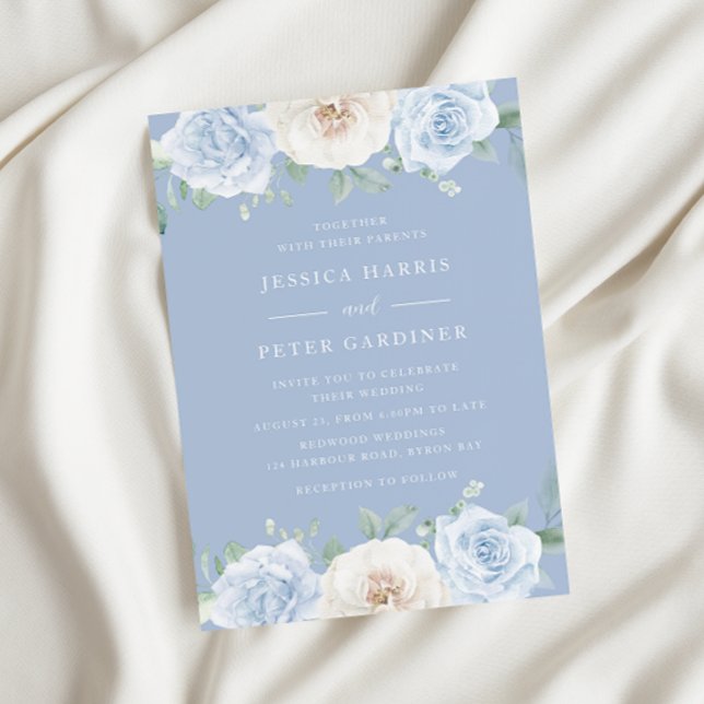 Invitation Dusty Blue Trending Floral Spring Wedding (Créateur téléchargé)