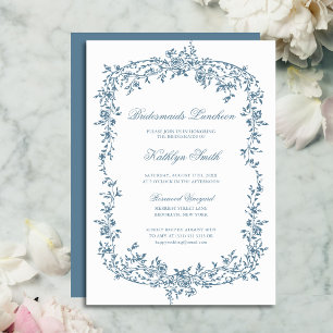 Invitation Dusty Blue Vintage Floral Bridesservantes Déjeuner