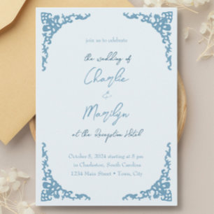 Invitation Dusty Blue vintage mariage
